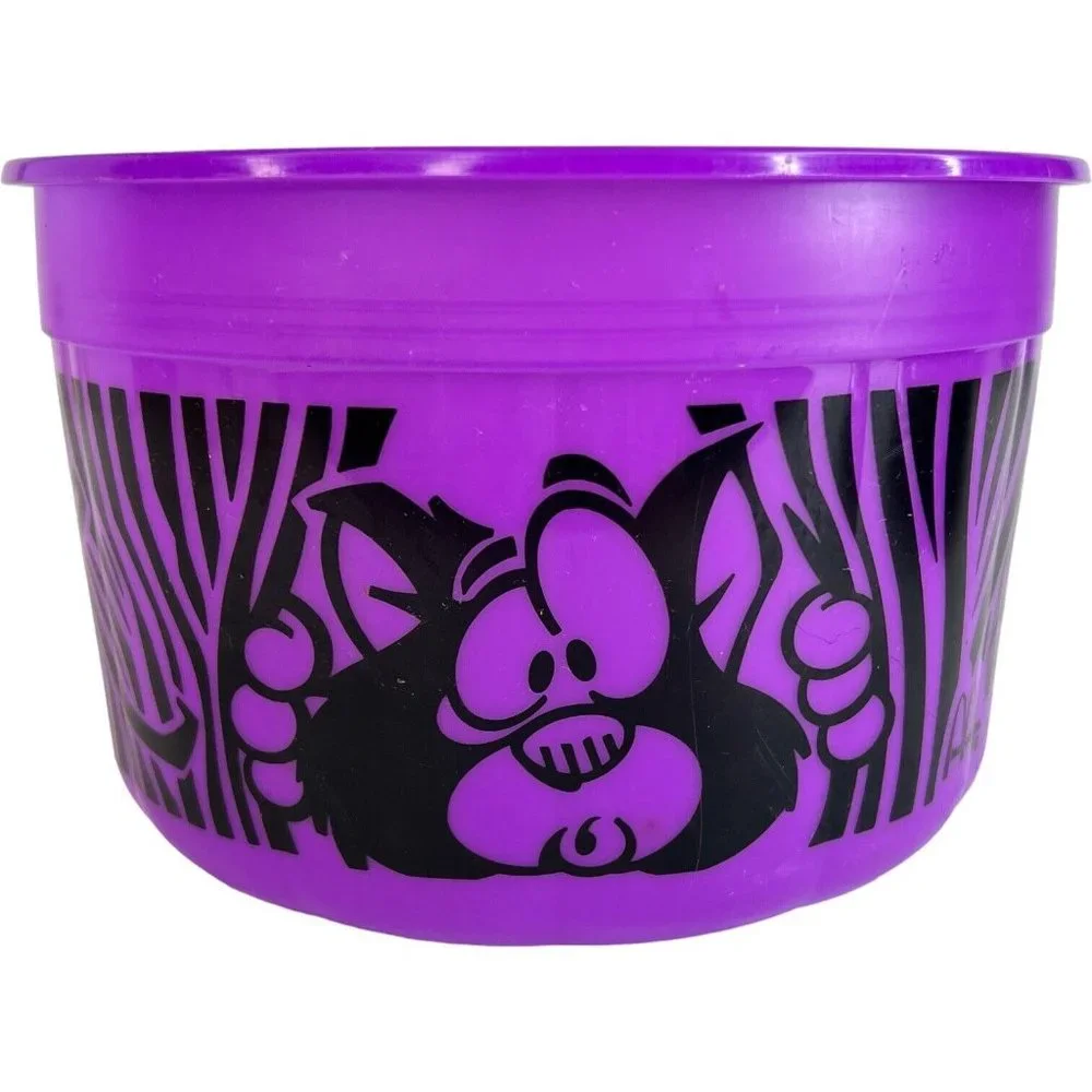 1986 McDonalds Halloween Bucket Pail‎ Purple Black Witch Trick Or Treat With Lid